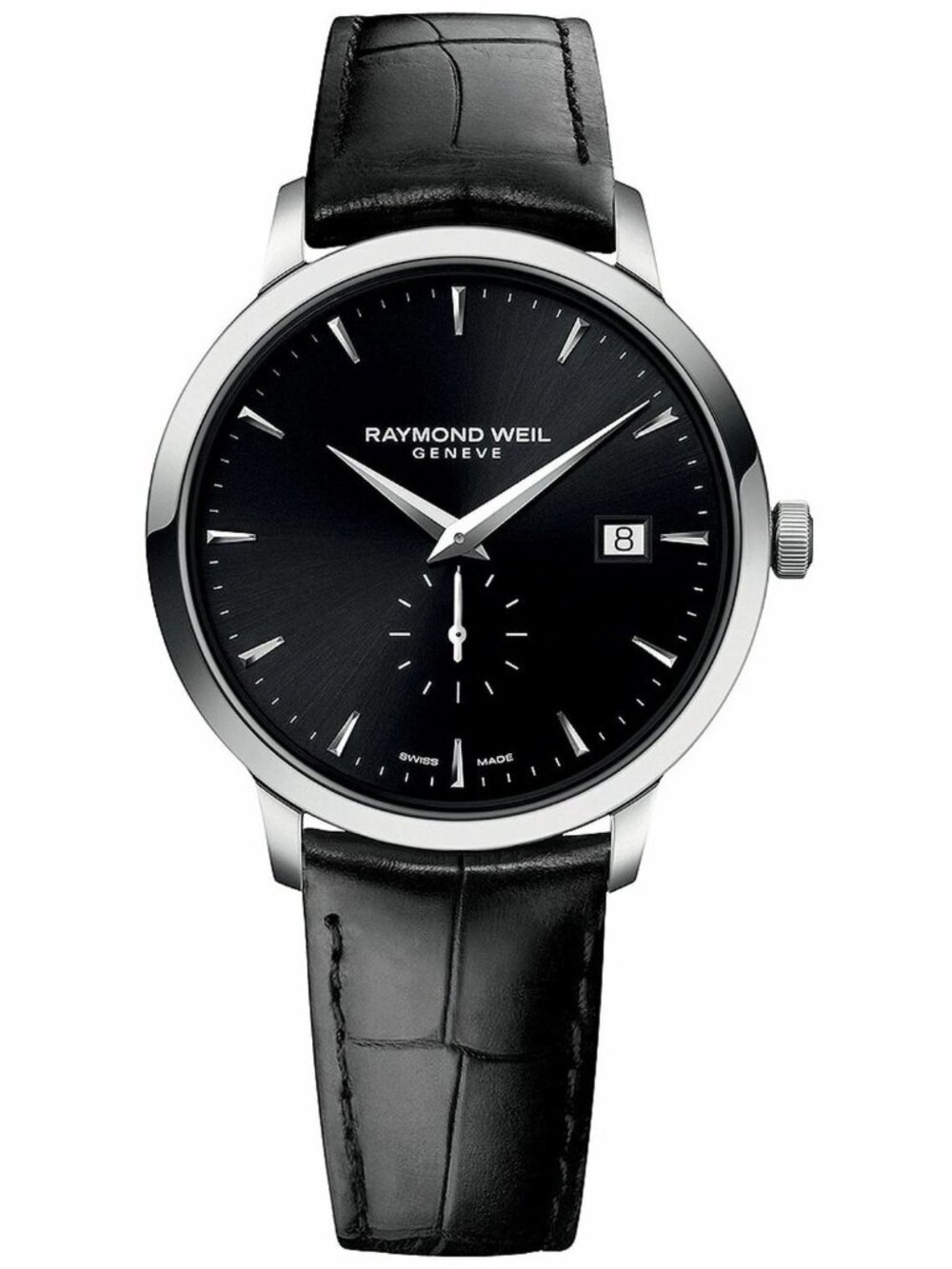 Raymond Weil Toccata 39mm Stainless Steel Case Black Leather Strap Men's Watch